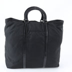 Prada Tessuto Nylon Triangle Logo Leather Boston Bag — view 3