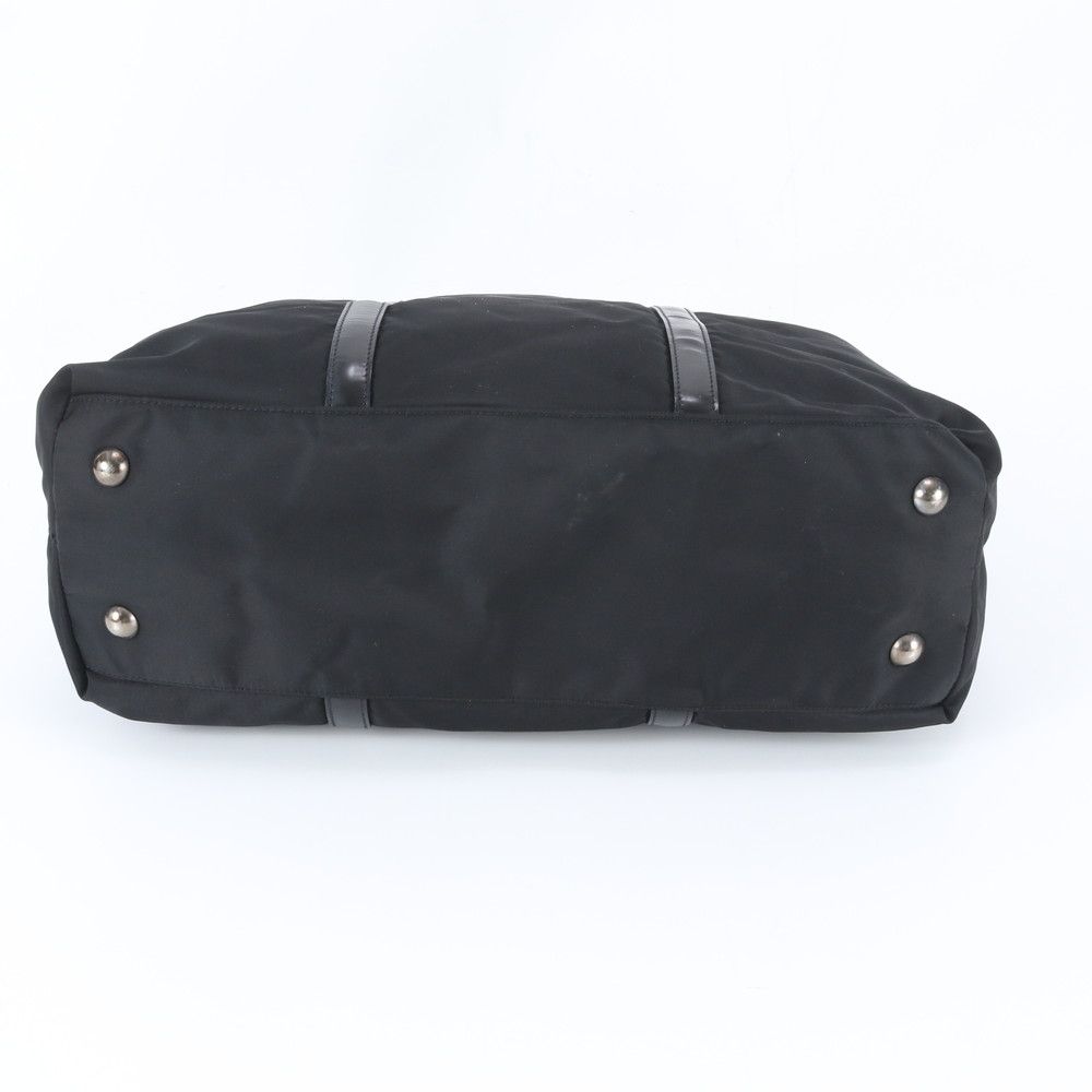 Prada Tessuto Nylon Triangle Logo Leather Boston Bag — view 6