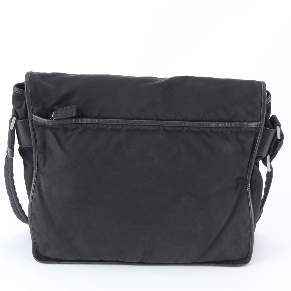 Prada Tessuto Nylon Triangle Logo Leather Shoulder Bag Crossbody Messenger — view 3