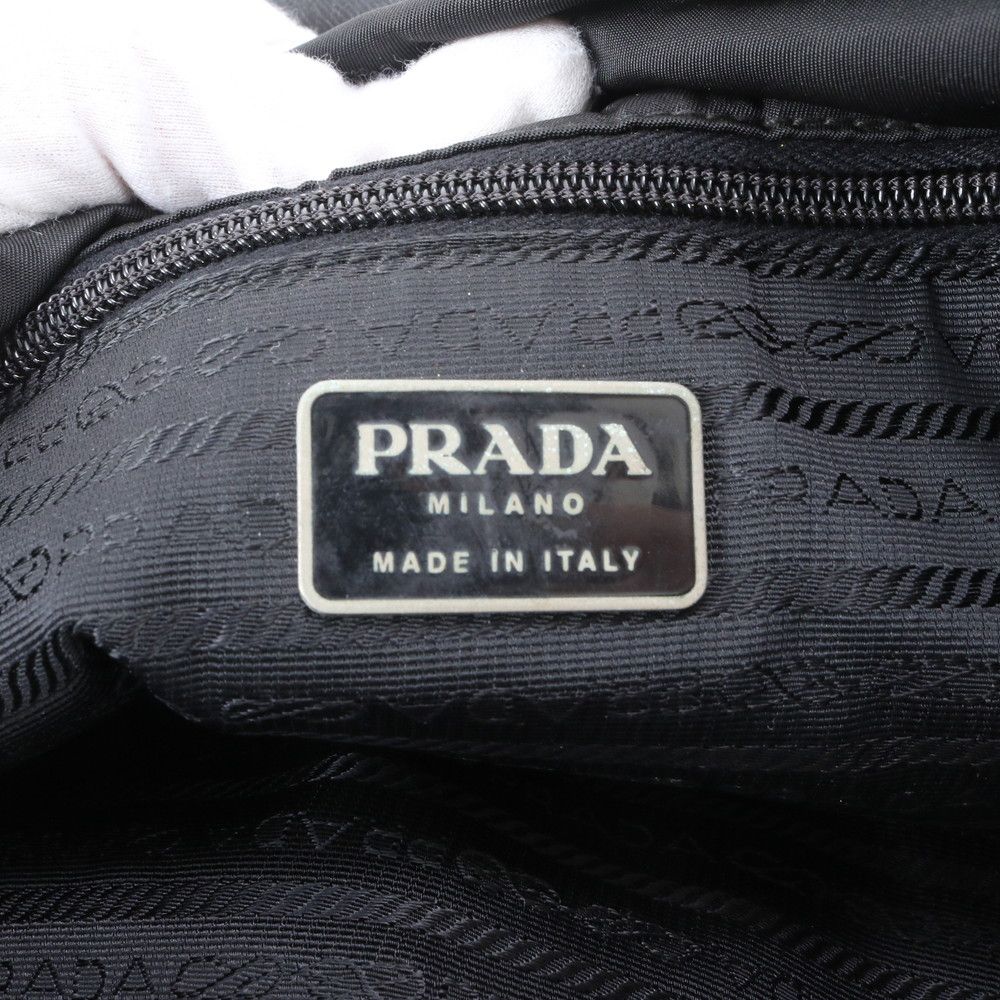 Prada Tessuto Nylon Triangle Logo Leather Shoulder Bag Crossbody Messenger — view 8
