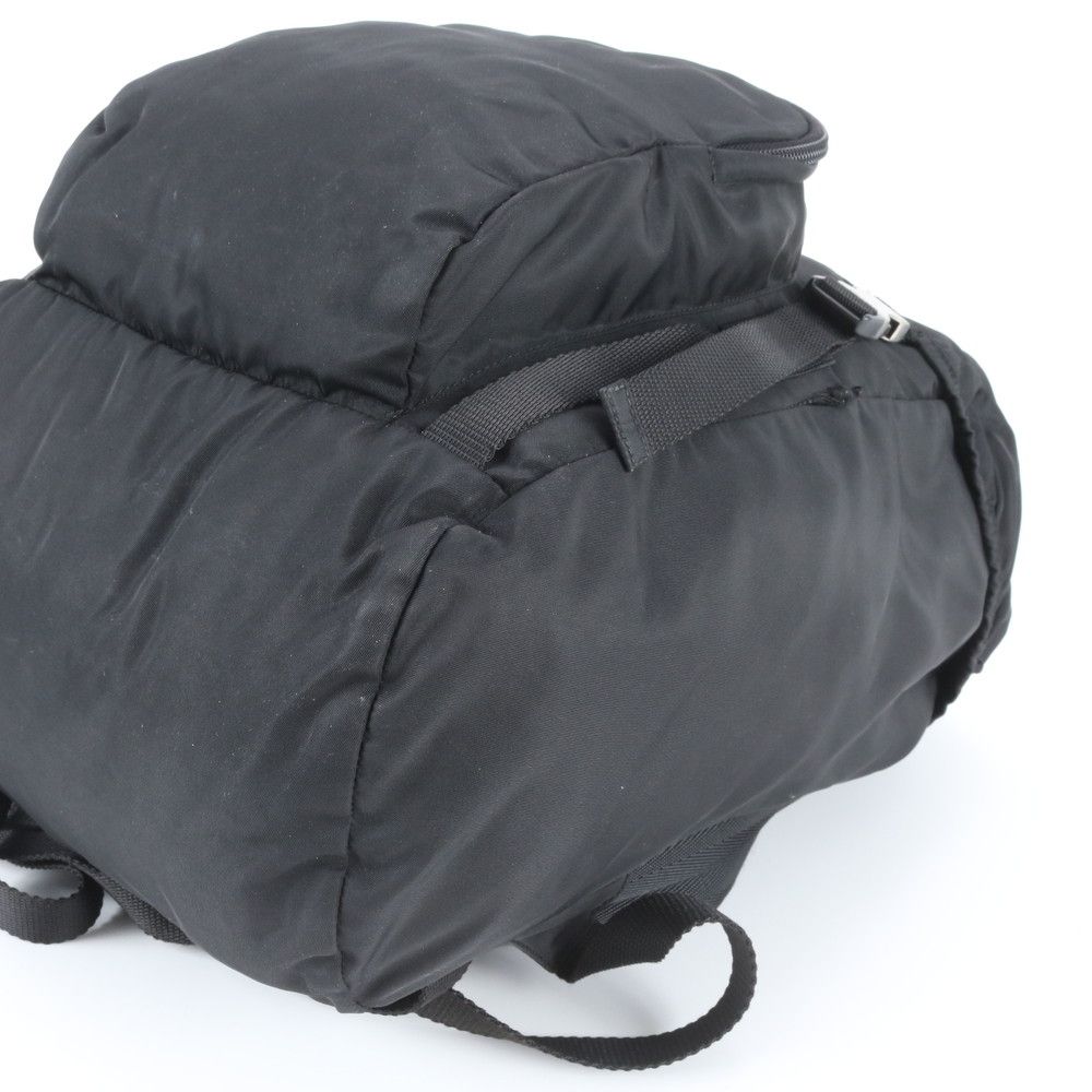 Prada Tessuto Nylon Triangle Logo Leather Backpack Black — view 4