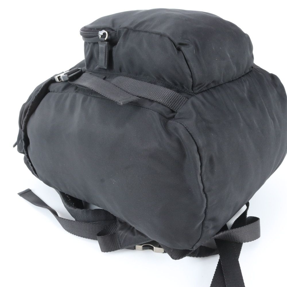 Prada Tessuto Nylon Triangle Logo Leather Backpack Black — view 6