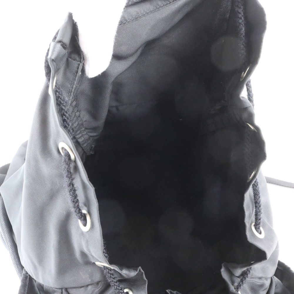 Prada Tessuto Nylon Triangle Logo Leather Backpack Black — view 7