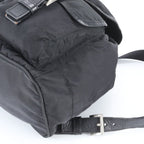Prada Tessuto Nylon Triangle Logo Leather Backpack Black — view 4