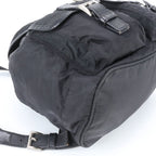Prada Tessuto Nylon Triangle Logo Leather Backpack Black — view 6