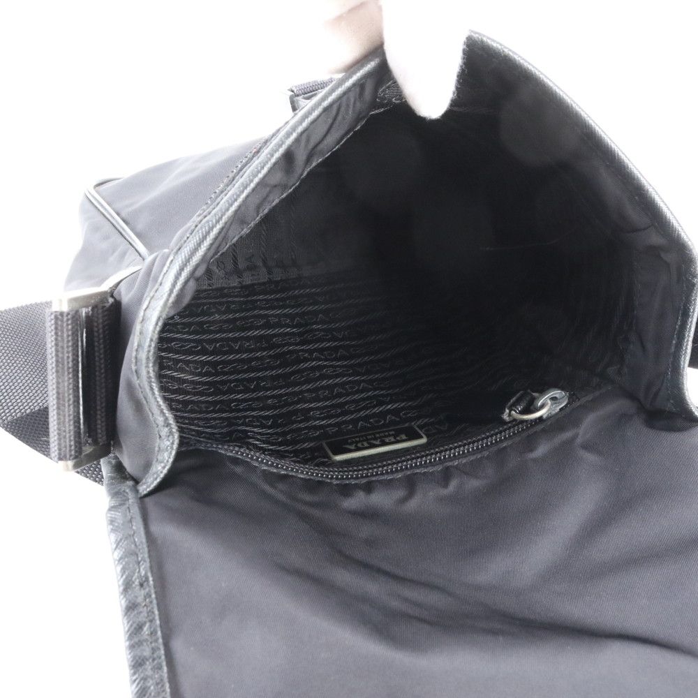 Prada Tessuto Nylon Triangle Logo Shoulder Bag Crossbody Messenger Black — view 6