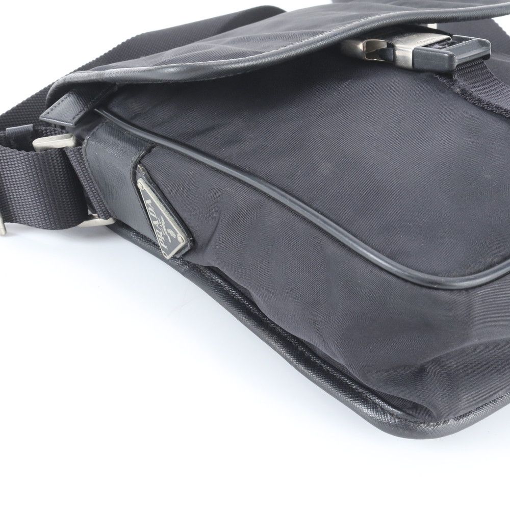 Prada Tessuto Nylon Triangle Logo Shoulder Bag Crossbody Messenger Black — view 5