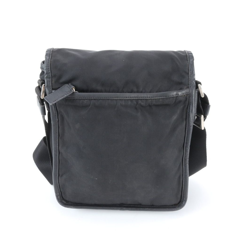 Prada Tessuto Nylon Triangle Logo Leather Shoulder Bag Crossbody Messenger — view 3