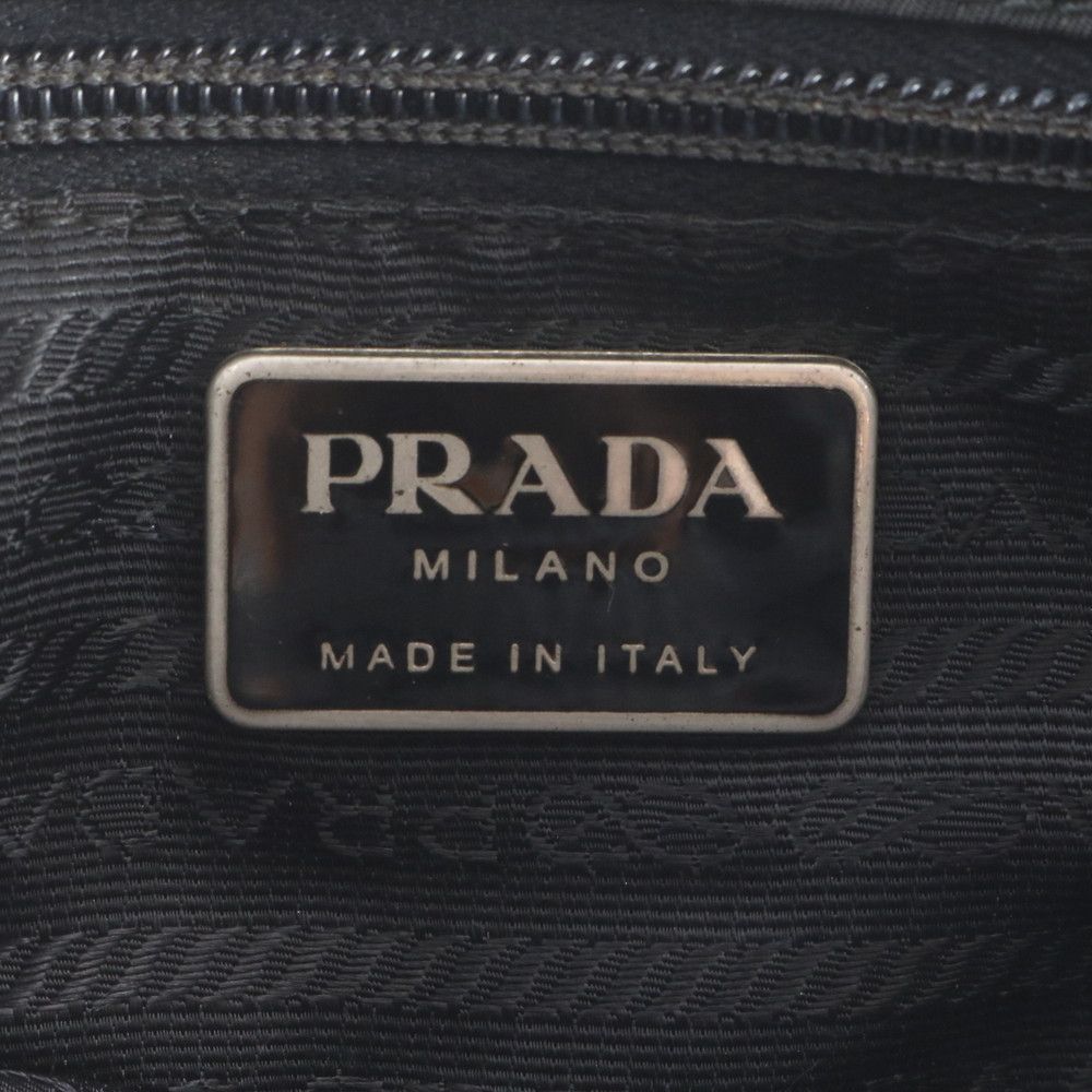 Prada Tessuto Nylon Triangle Logo Leather Shoulder Bag Crossbody Messenger — view 8