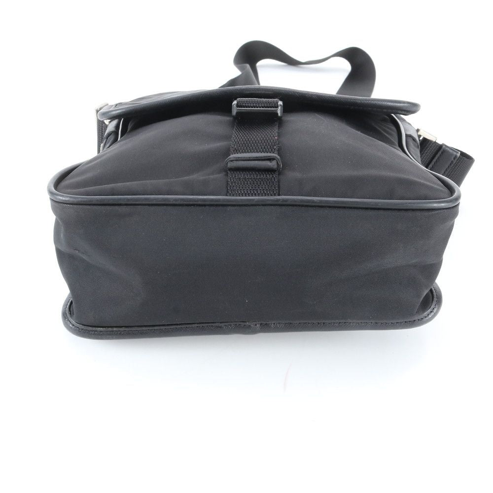 Prada Tessuto Nylon Triangle Logo Leather Shoulder Bag Crossbody Messenger — view 5