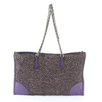 Prada Tweed Leather 2-Way Tote Crossbody Chain Shoulder Hand — view 3