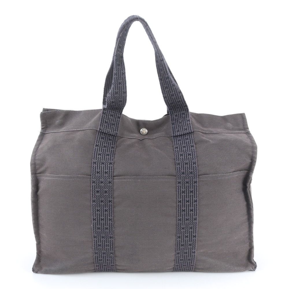 Hermes Her Line Tote Shoulder Business Document Leather Gray — view 3