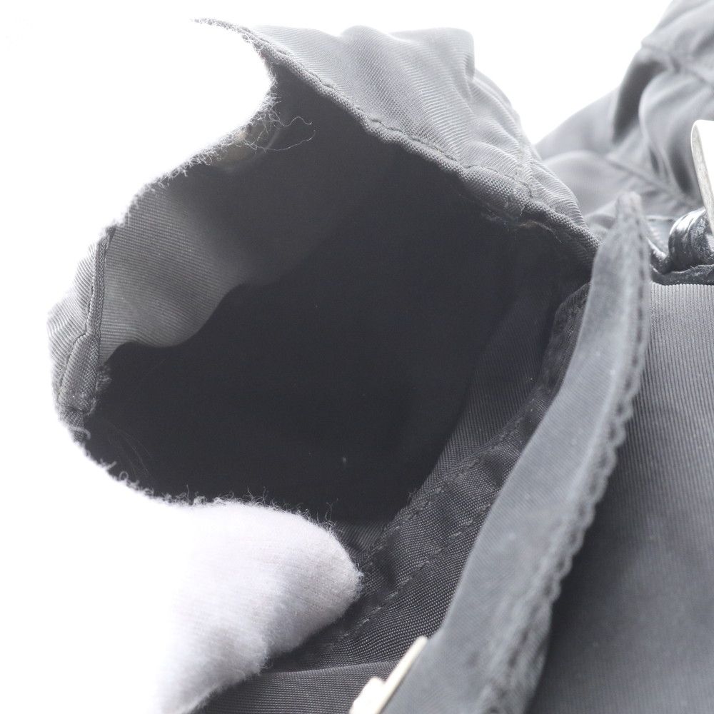 Prada Tessuto Nylon Triangle Logo Leather Backpack Black — view 9