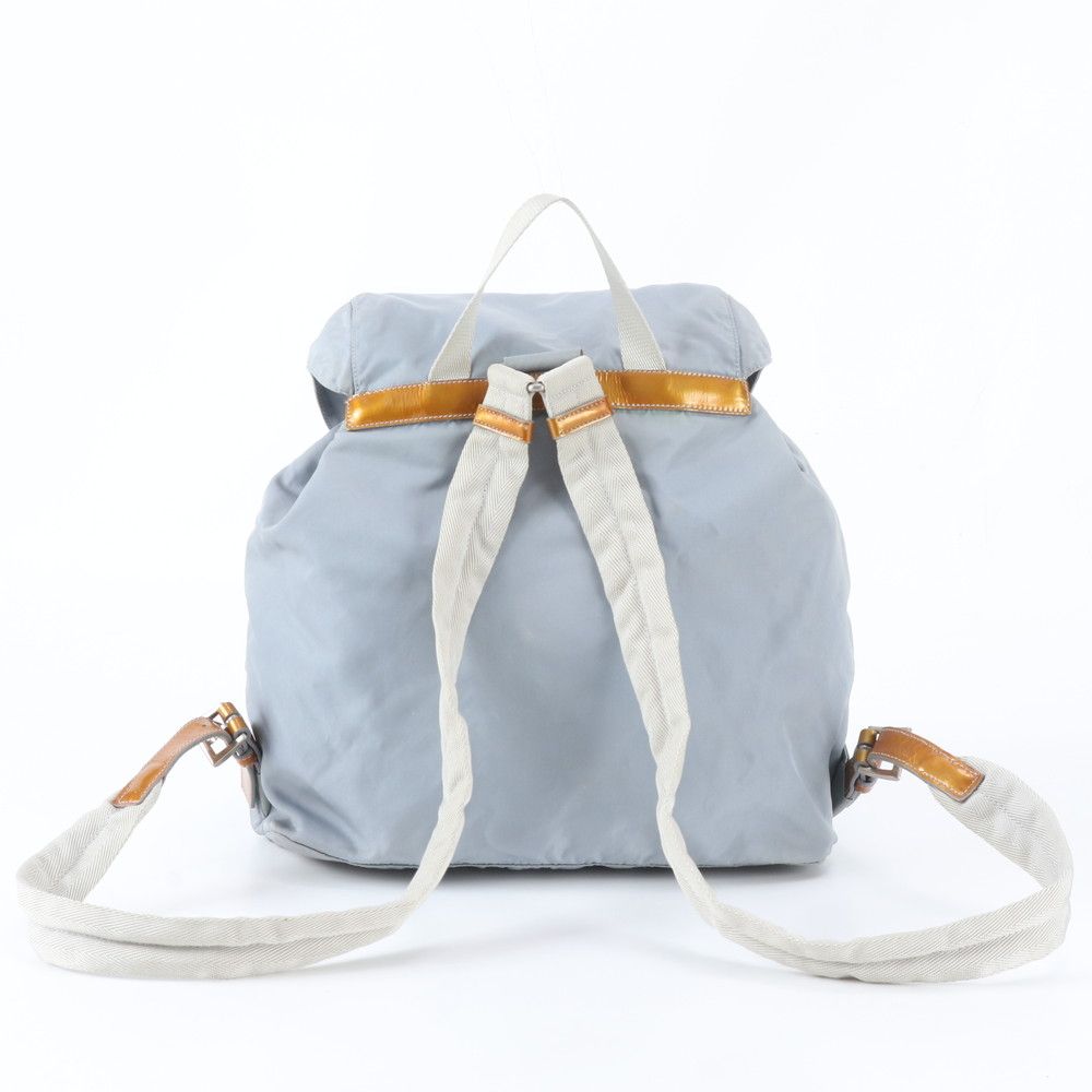 Prada Tessuto Nylon Triangle Logo Leather Backpack — view 3