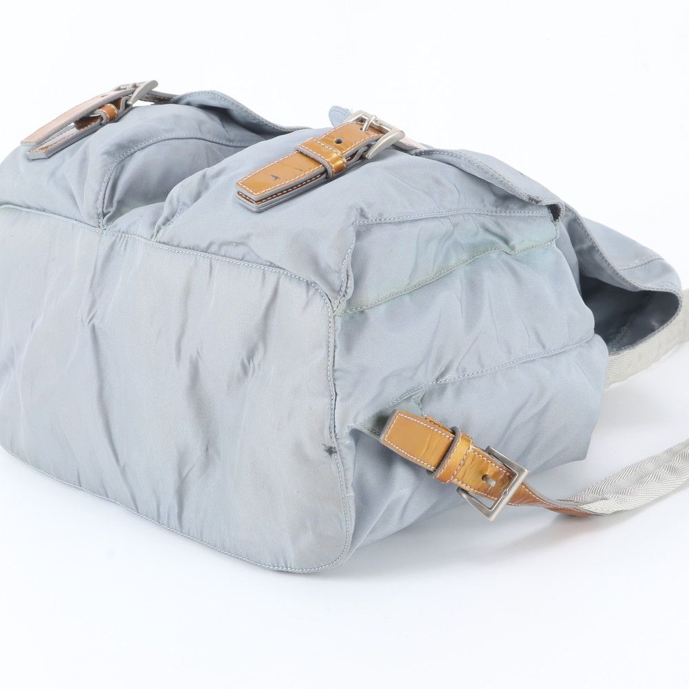Prada Tessuto Nylon Triangle Logo Leather Backpack — view 4