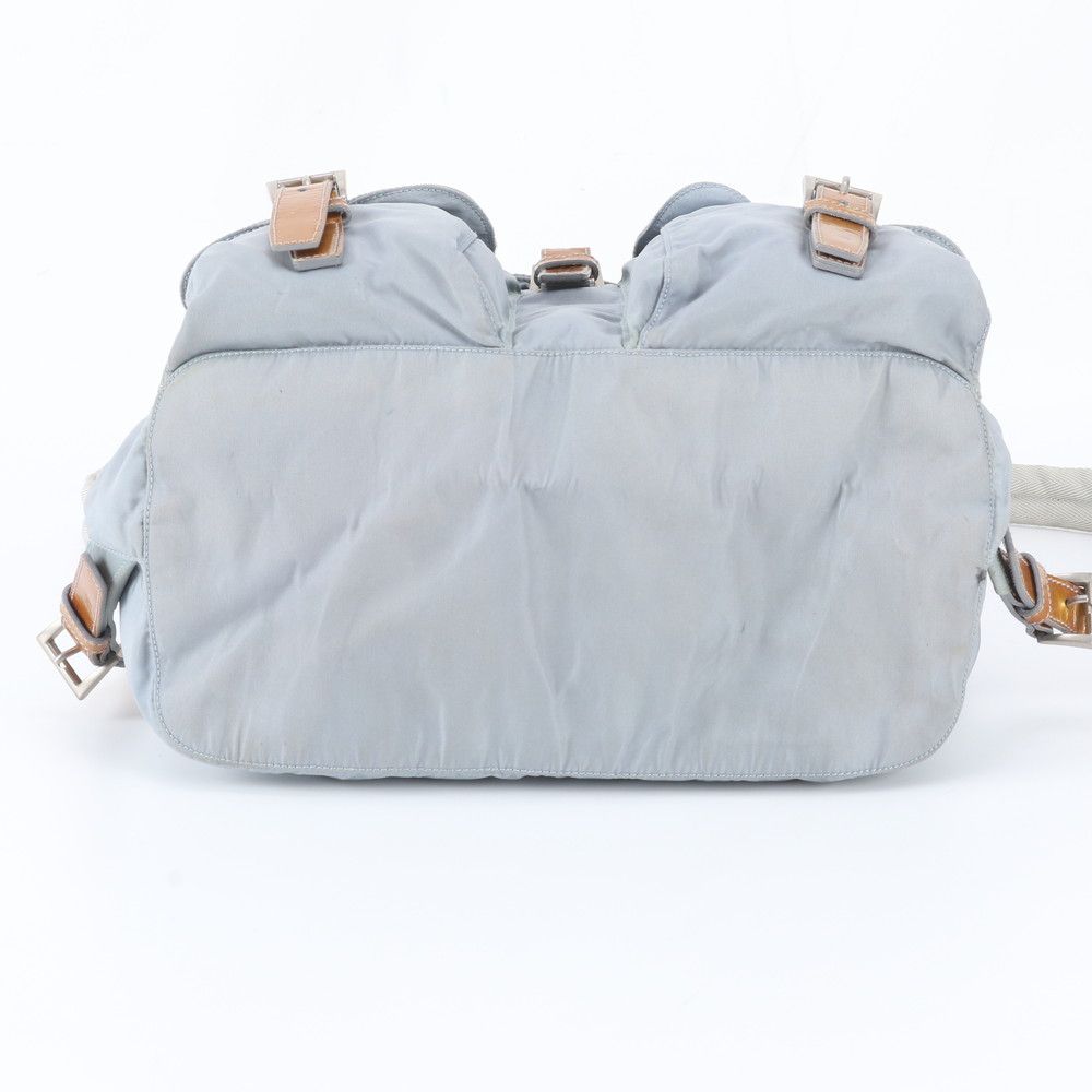 Prada Tessuto Nylon Triangle Logo Leather Backpack — view 6