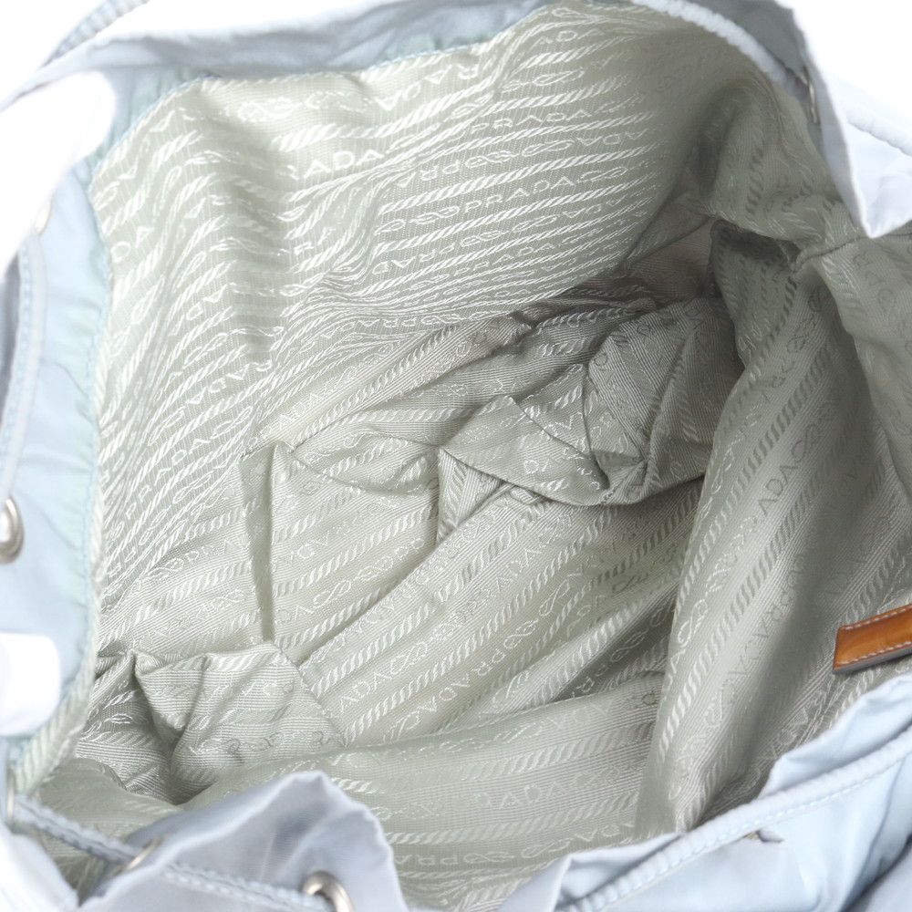 Prada Tessuto Nylon Triangle Logo Leather Backpack — view 7