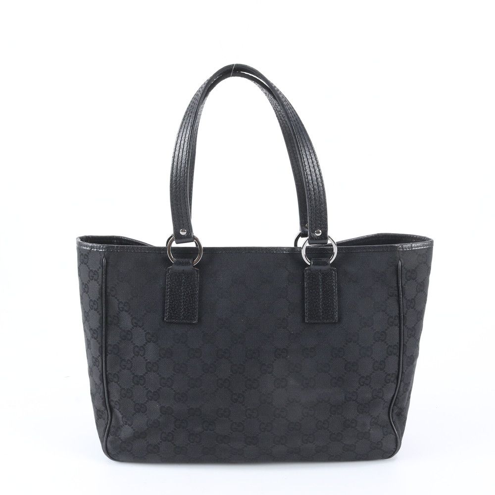 Gucci GG Canvas Leather Tote Shoulder Business Black — view 3