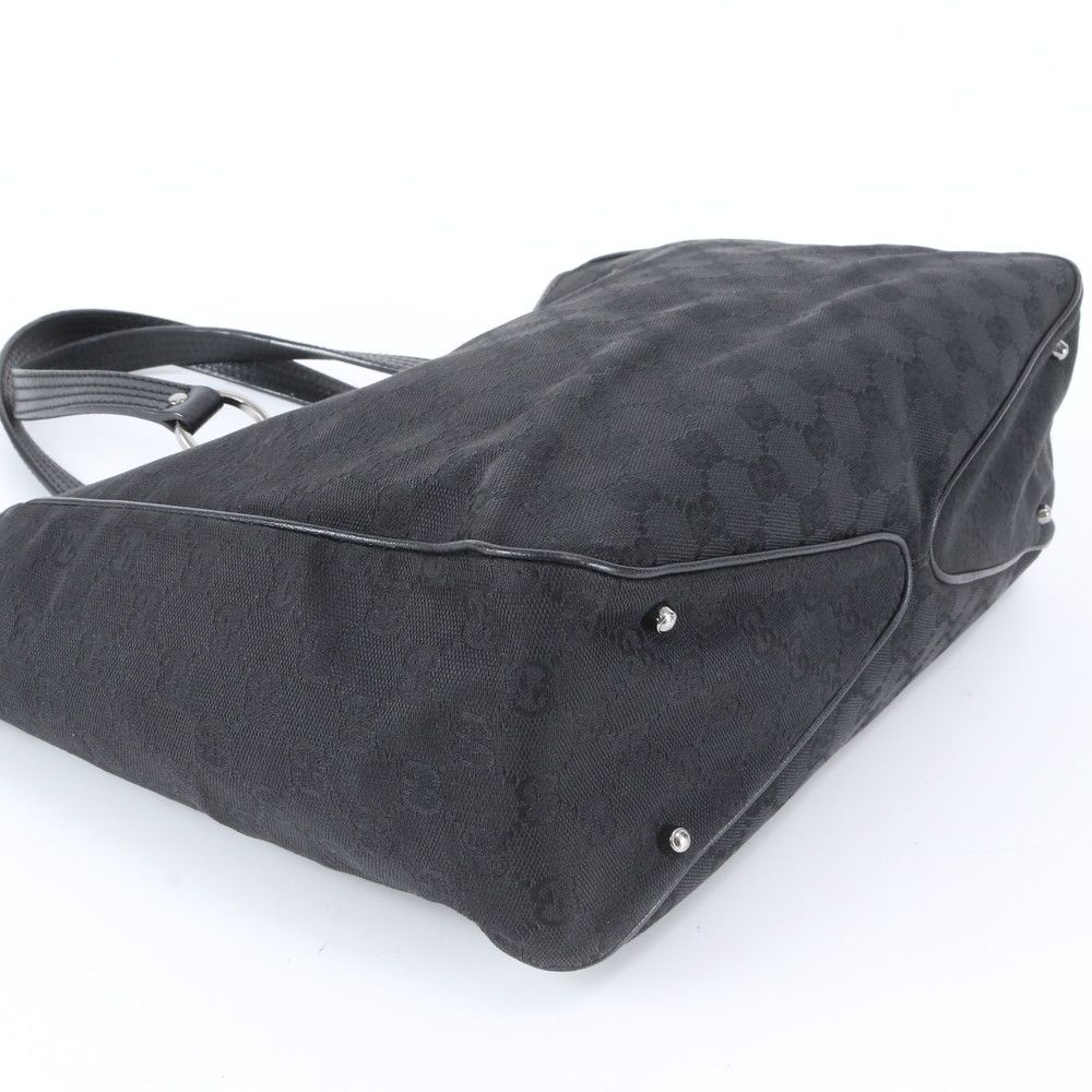 Gucci GG Canvas Leather Tote Shoulder Business Black — view 4