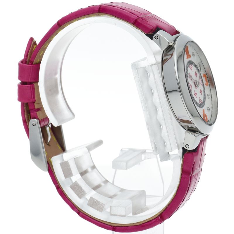 Louis Vuitton Tambour Slim PM Watch 28 Diamond Fuchsia &orange — view 4
