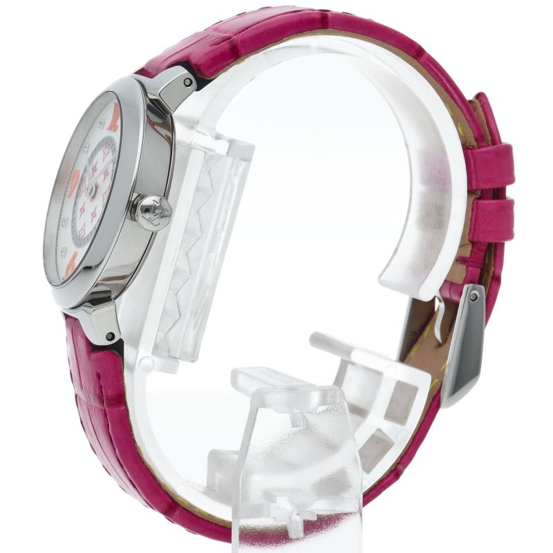 Louis Vuitton Tambour Slim PM Watch 28 Diamond Fuchsia &orange — view 3
