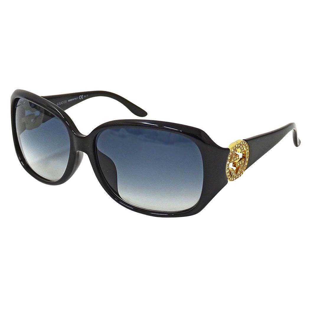Gucci Sunglasses Black Blue Rhinestone Gradient Eyewear