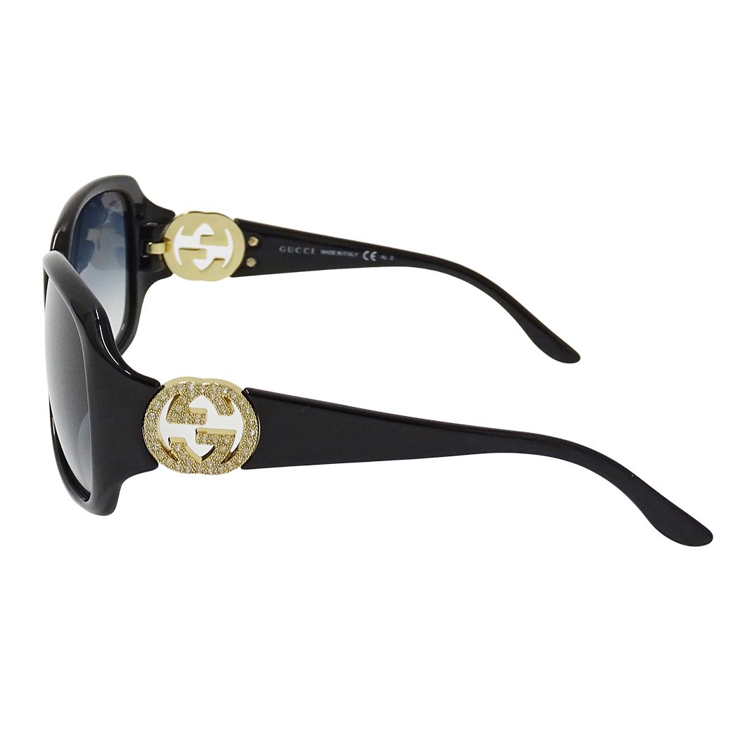 Gucci Sunglasses Black Blue Rhinestone Gradient Eyewear — view 4