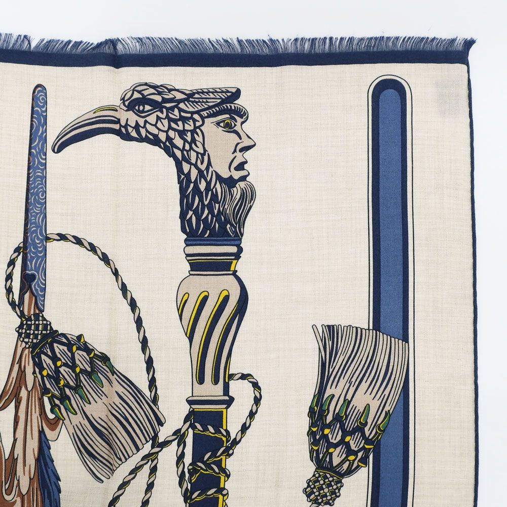 Hermes Heaven Rectangle Katsouna Shawl Cashmere Silk Beige Multicolor Scarf — view 3