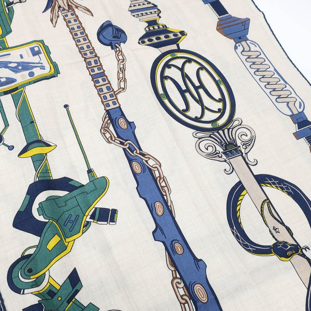 Hermes Heaven Rectangle Katsouna Shawl Cashmere Silk Beige Multicolor Scarf — view 8