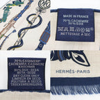 Hermes Heaven Rectangle Katsouna Shawl Cashmere Silk Beige Multicolor Scarf — view 9
