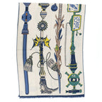 Hermes Heaven Rectangle Katsouna Shawl Cashmere Silk Beige Multicolor Scarf — view 2