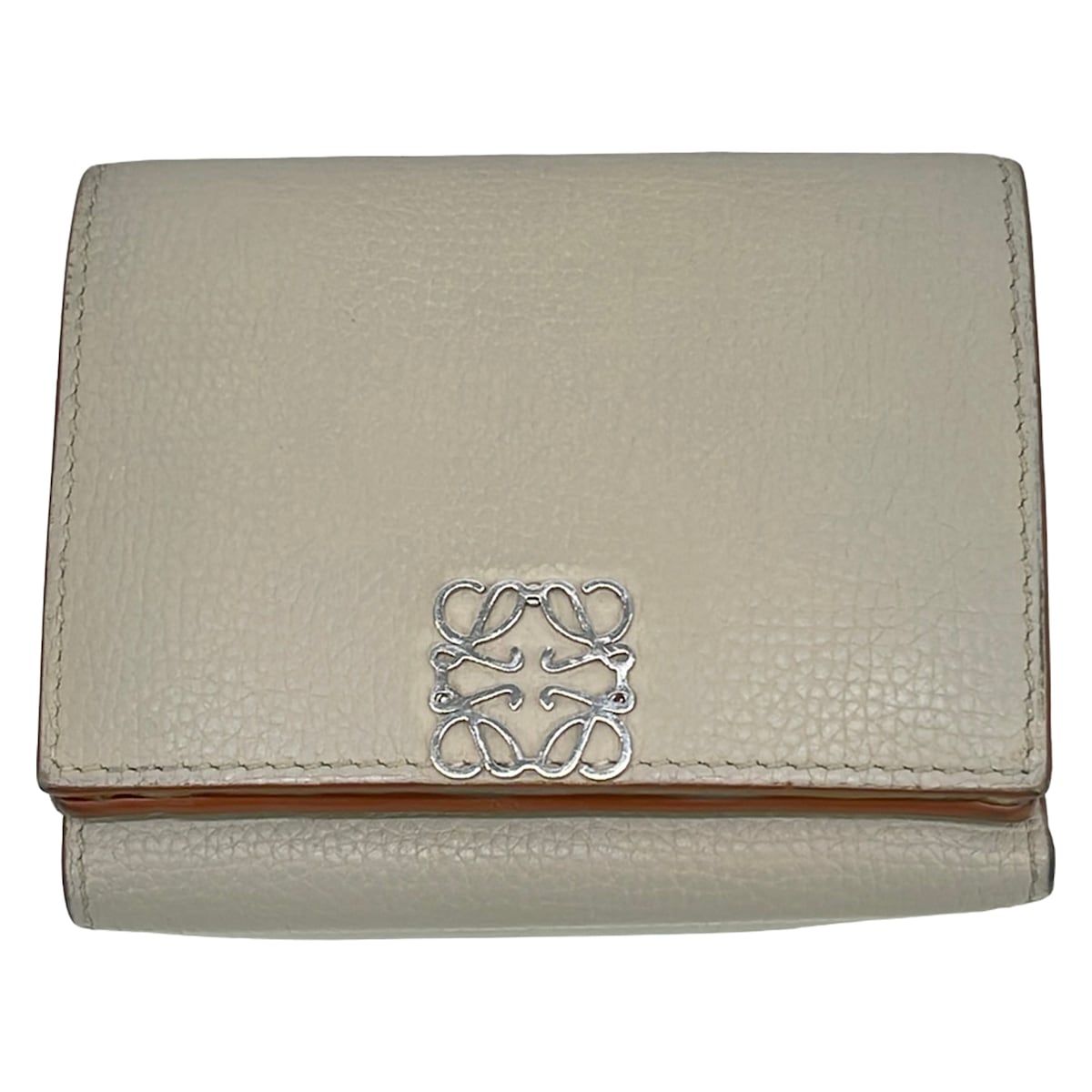 Loewe Trifold Wallet Gray Beige Leather
