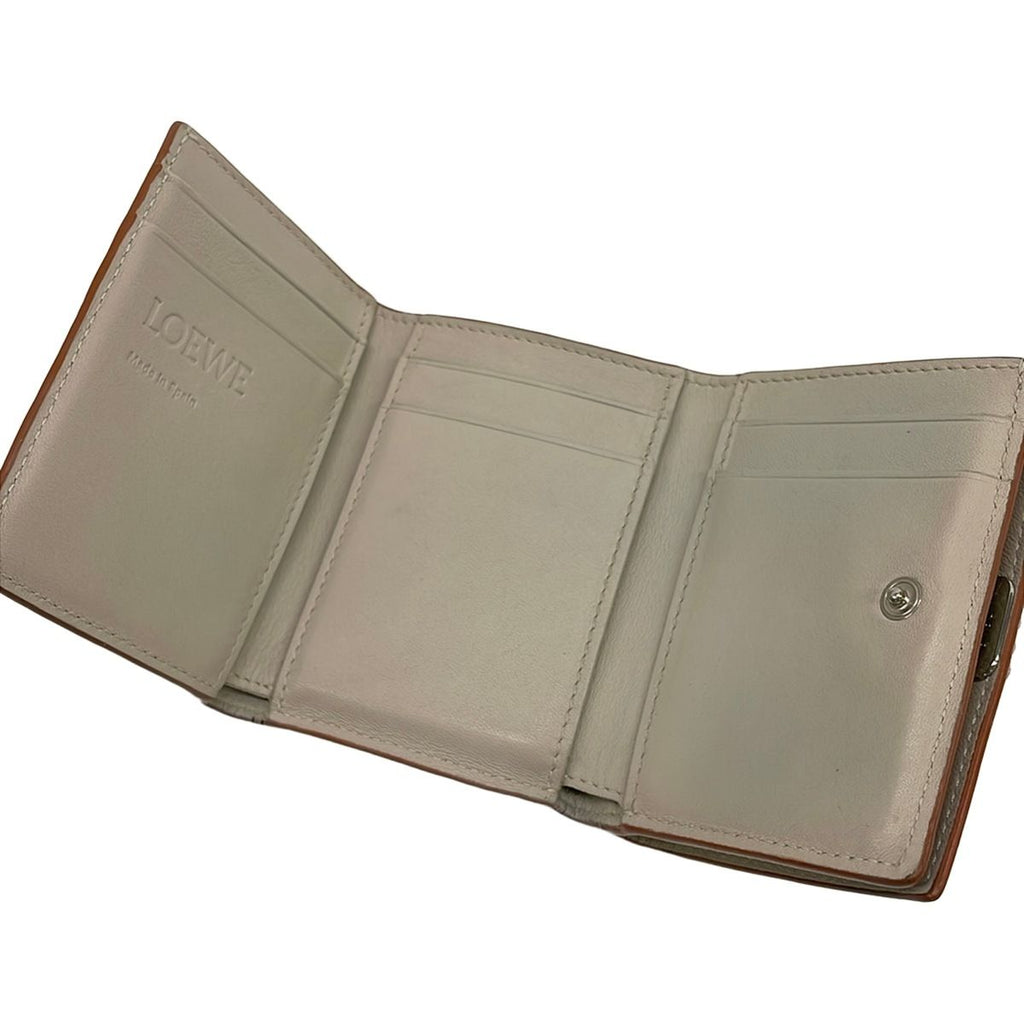 Loewe Trifold Wallet Gray Beige Leather — view 3