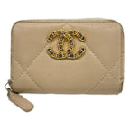 Chanel Coin Case 19 Beige Zip Around Lambskin