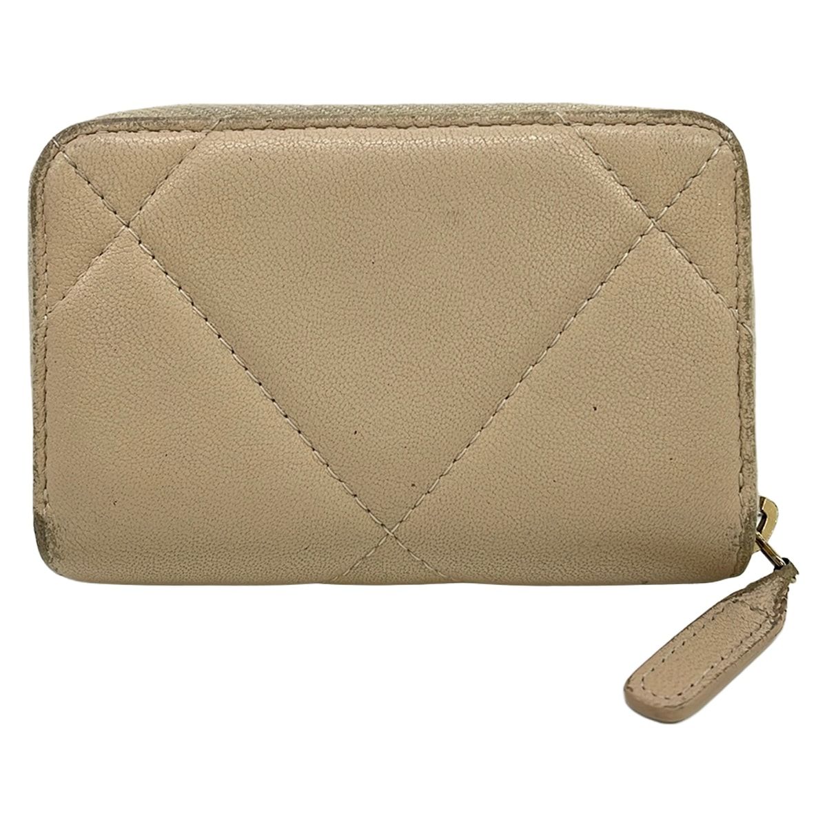 Chanel Coin Case 19 Beige Zip Around Lambskin — view 2