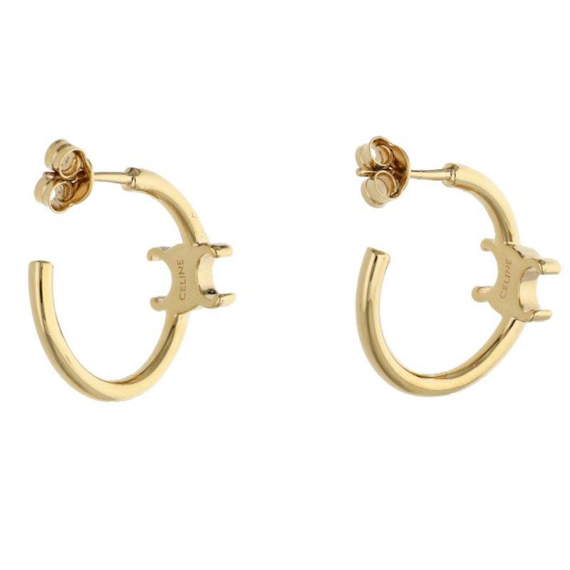 Celine Asymmetric Hoop Triomphe Logo Earrings — view 2