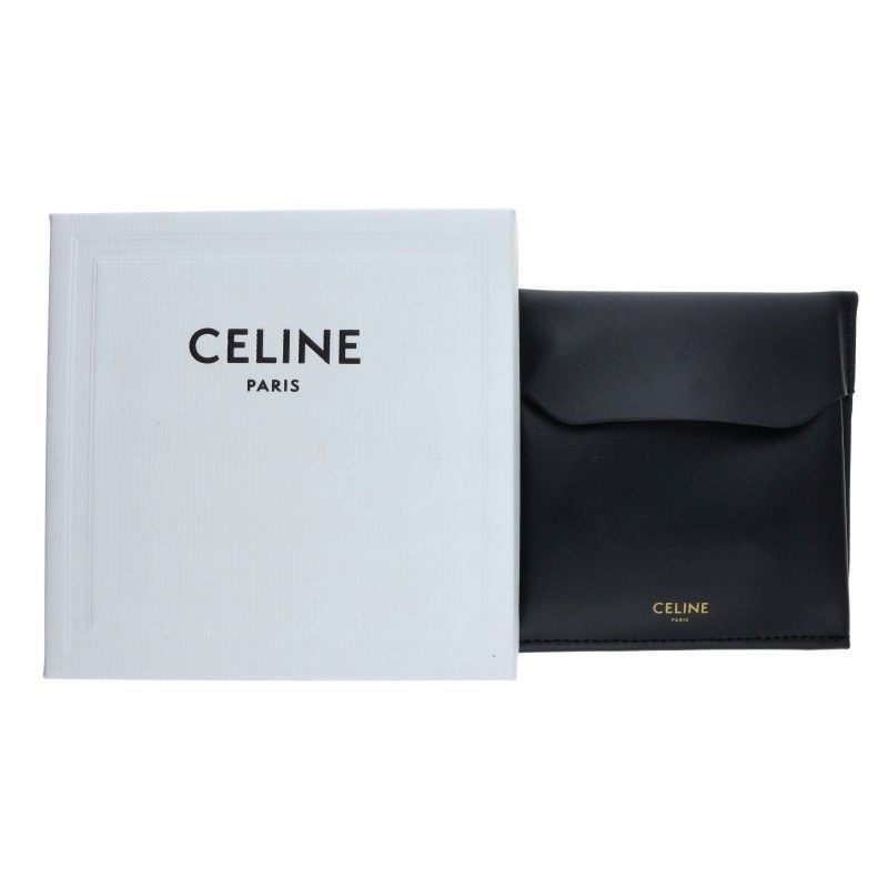Celine Asymmetric Hoop Triomphe Logo Earrings — view 5