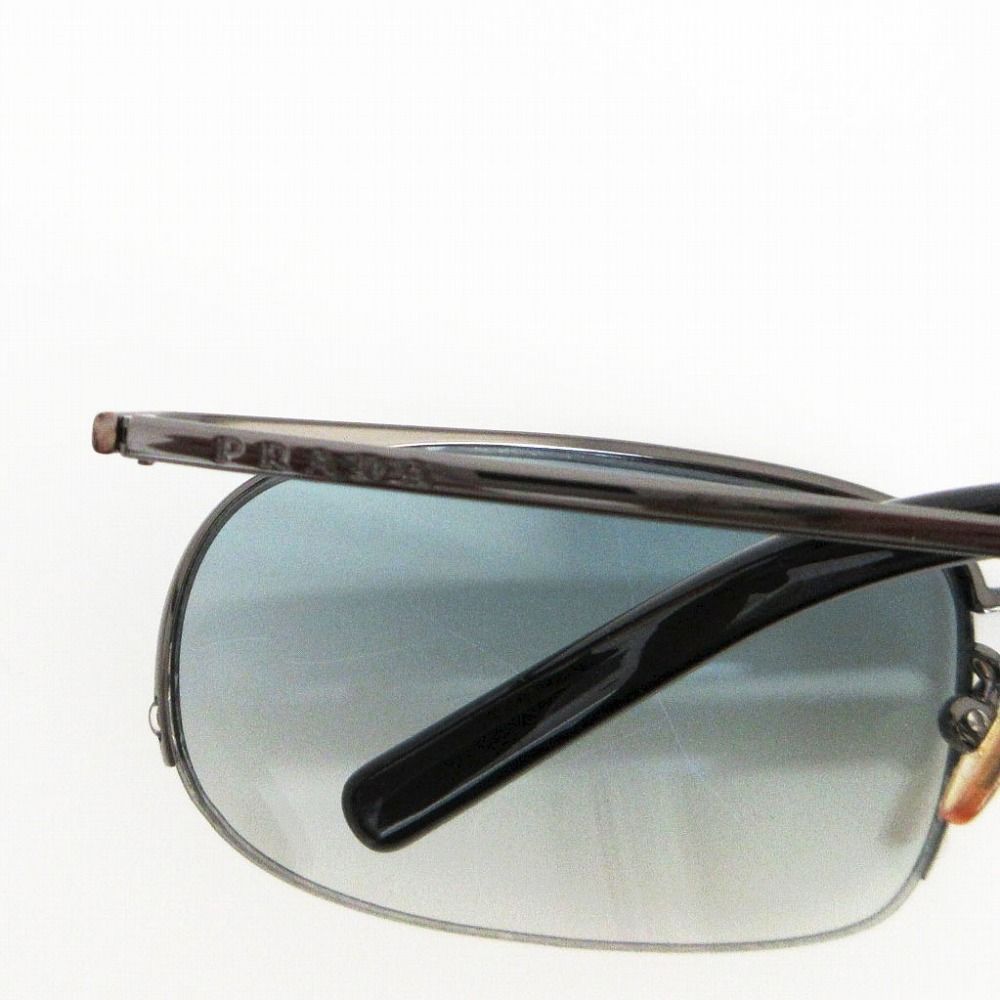 Prada Sunglasses Metal Frame Half Rim Gradient Lens Gunmetal Eyewear — view 3