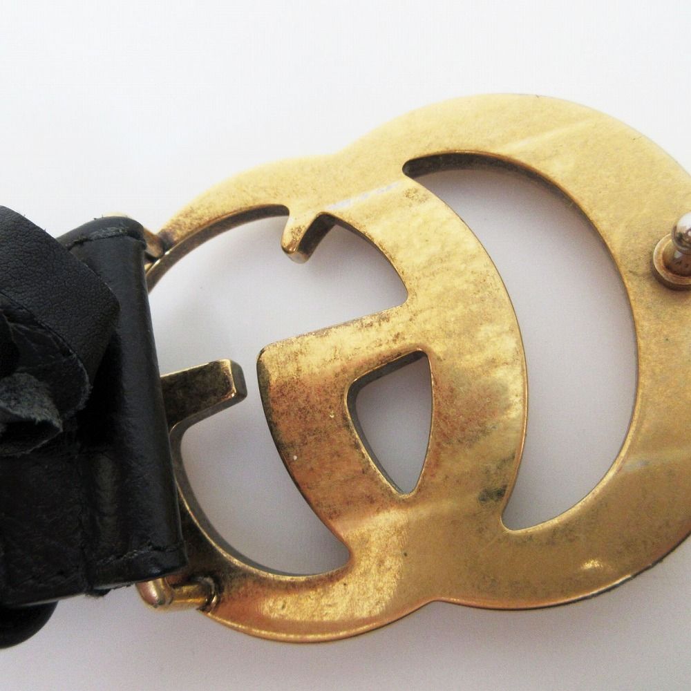 Gucci Belt Double Shiny Buckle Wide Black 85.34 — view 4
