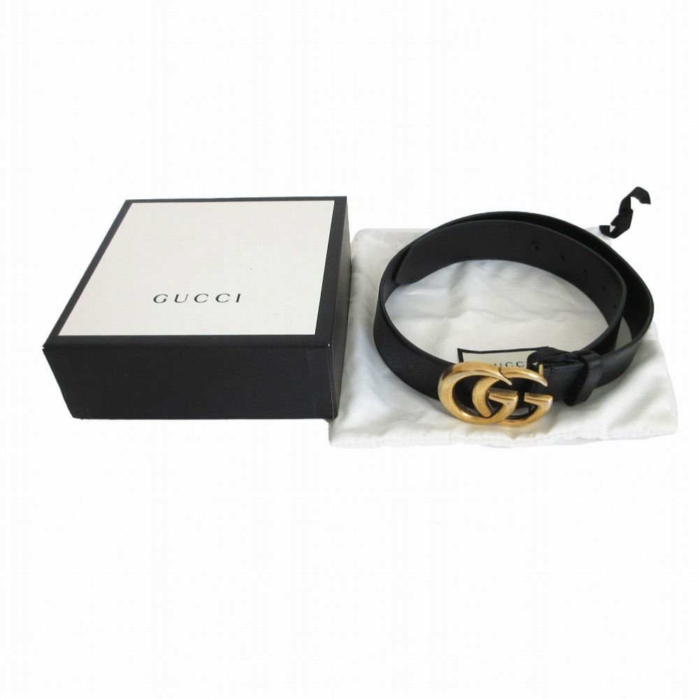 Gucci Belt Double Shiny Buckle Wide Black 85.34 — view 6