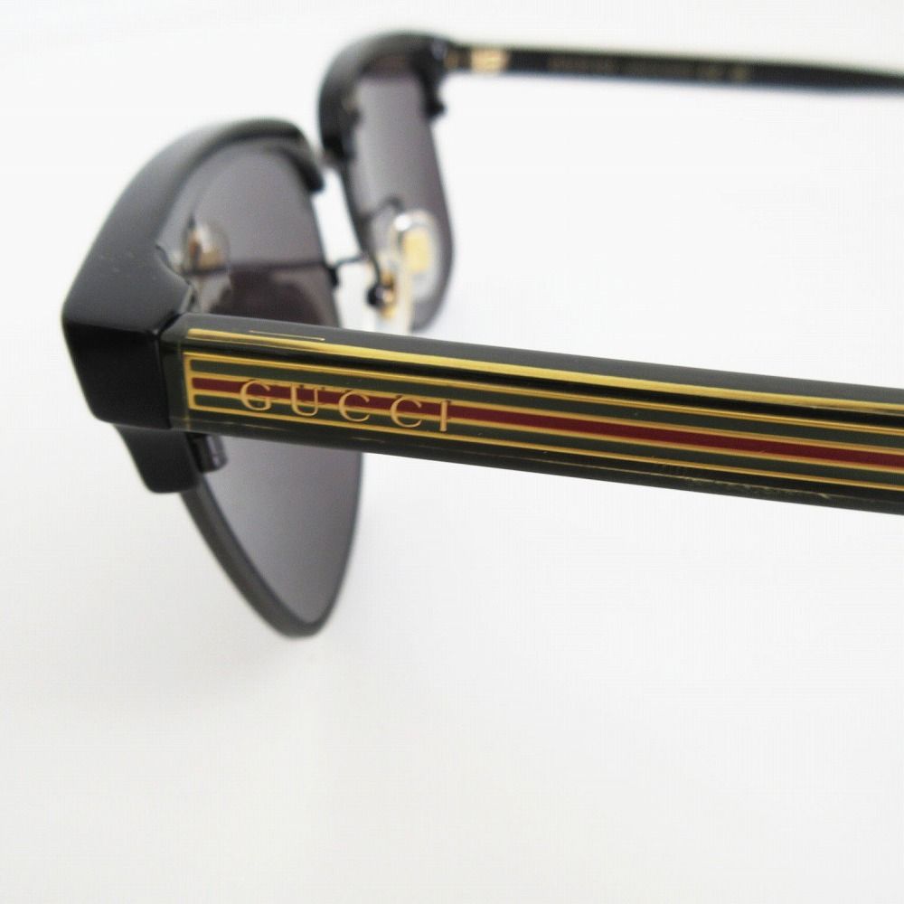 Gucci Sunglasses Side Logo Sherry Frame Black Gold 56 Eyewear — view 8