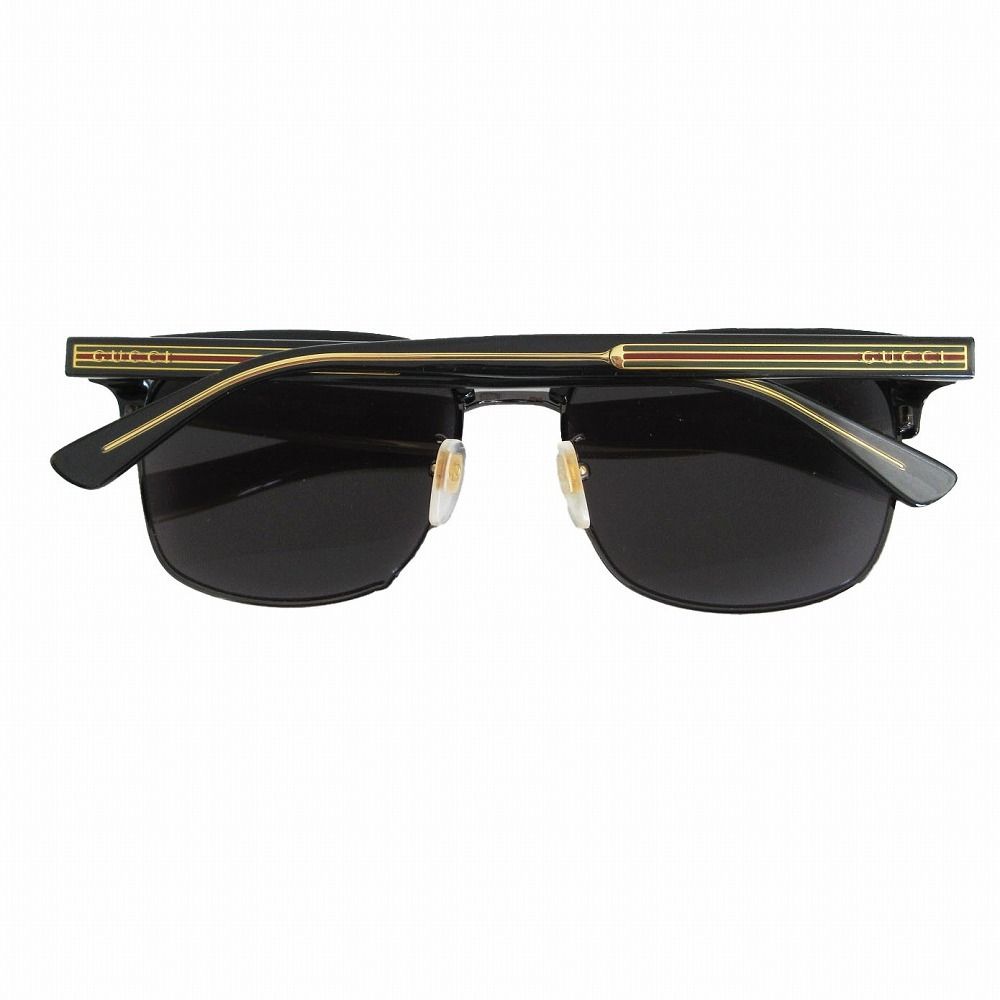 Gucci Sunglasses Side Logo Sherry Frame Black Gold 56 Eyewear — view 2