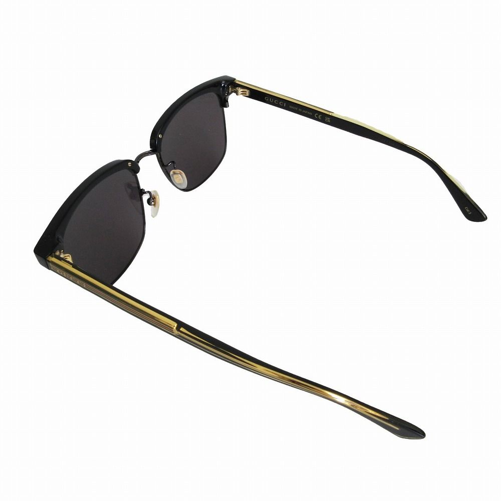 Gucci Sunglasses Side Logo Sherry Frame Black Gold 56 Eyewear — view 4