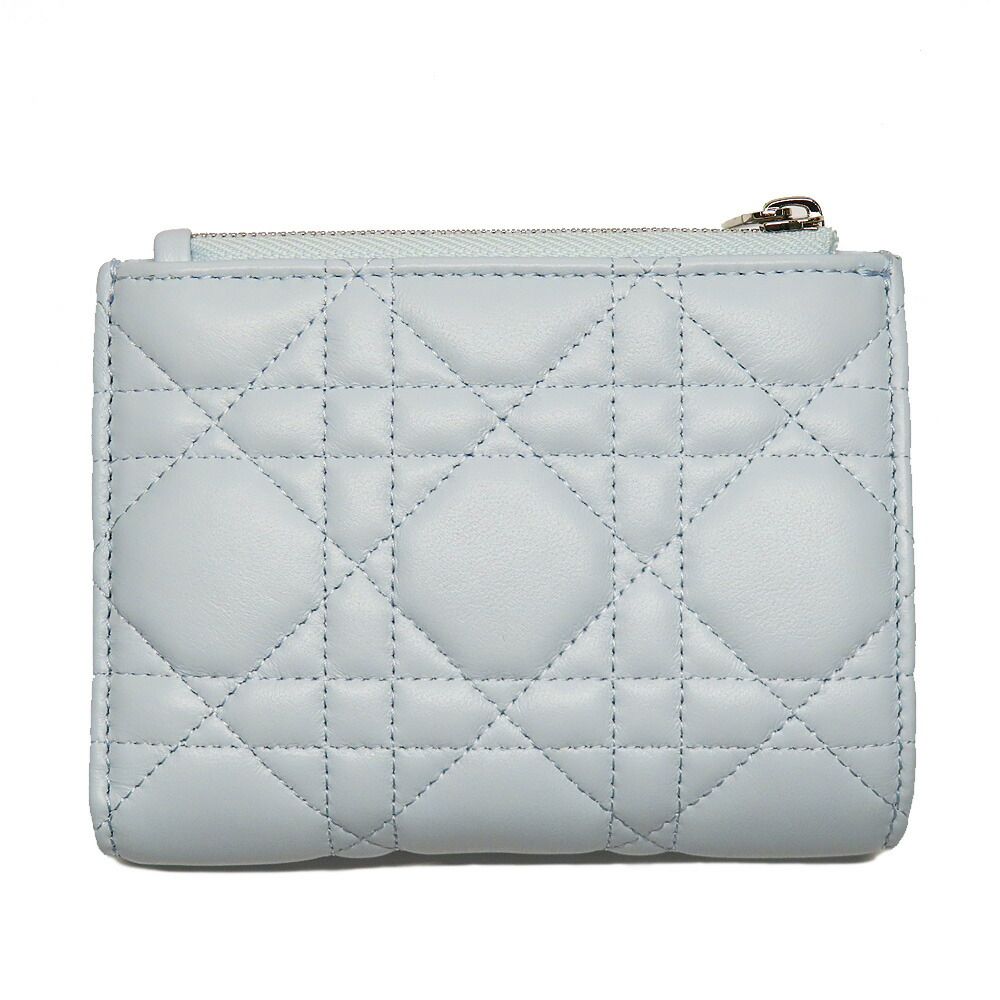 Dior Lady Dior Cannage Dahlia Wallet Bifold Ice Blue — view 4