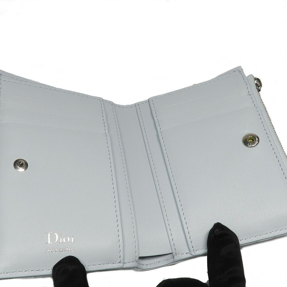 Dior Lady Dior Cannage Dahlia Wallet Bifold Ice Blue — view 6