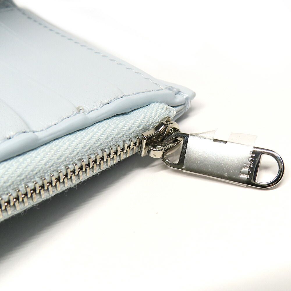 Dior Lady Dior Cannage Dahlia Wallet Bifold Ice Blue — view 9