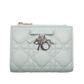 Dior Lady Dior Cannage Dahlia Wallet Bifold Ice Blue
