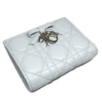 Dior Lady Dior Cannage Dahlia Wallet Bifold Ice Blue — view 3