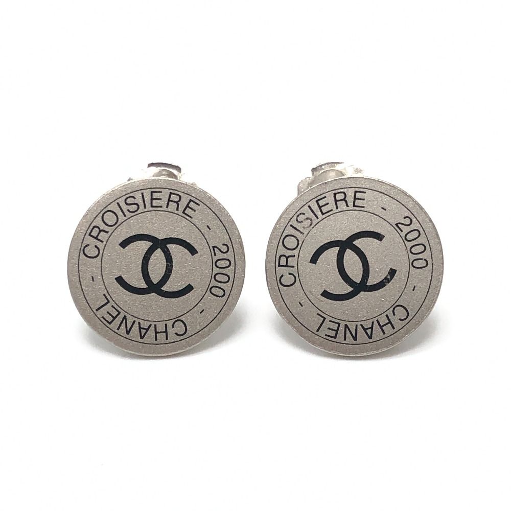 Chanel Earrings CC Logo Croisiere Metal Silver
