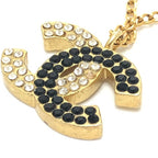Chanel Necklace CC Logo Rhinestone Metal Gold — view 8
